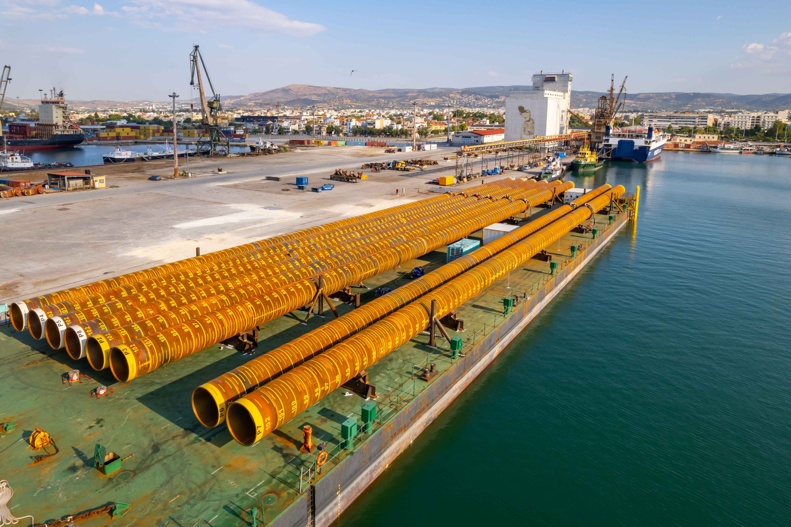 Large fabricated tubular structures in Lykomitros Steel project photography
