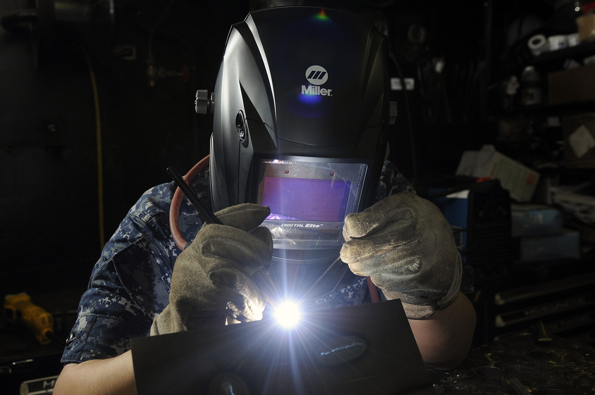 Archive: shipboard steel fabrication. Contextual industrial photograph.